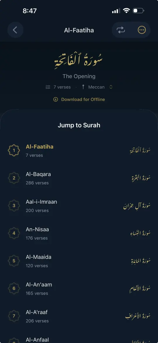 Surah Settings